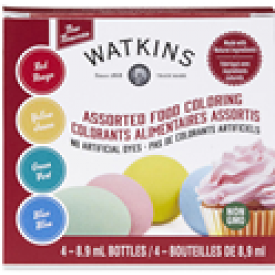 Colorant Alimentaire Naturel Assortis Watkins 4couleurs 8.9ml